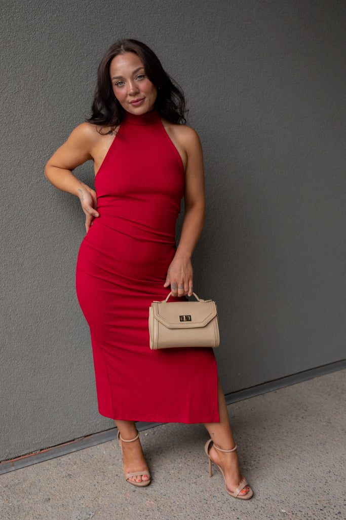 NEW CARMAN RIBBED BODYCON (RED)