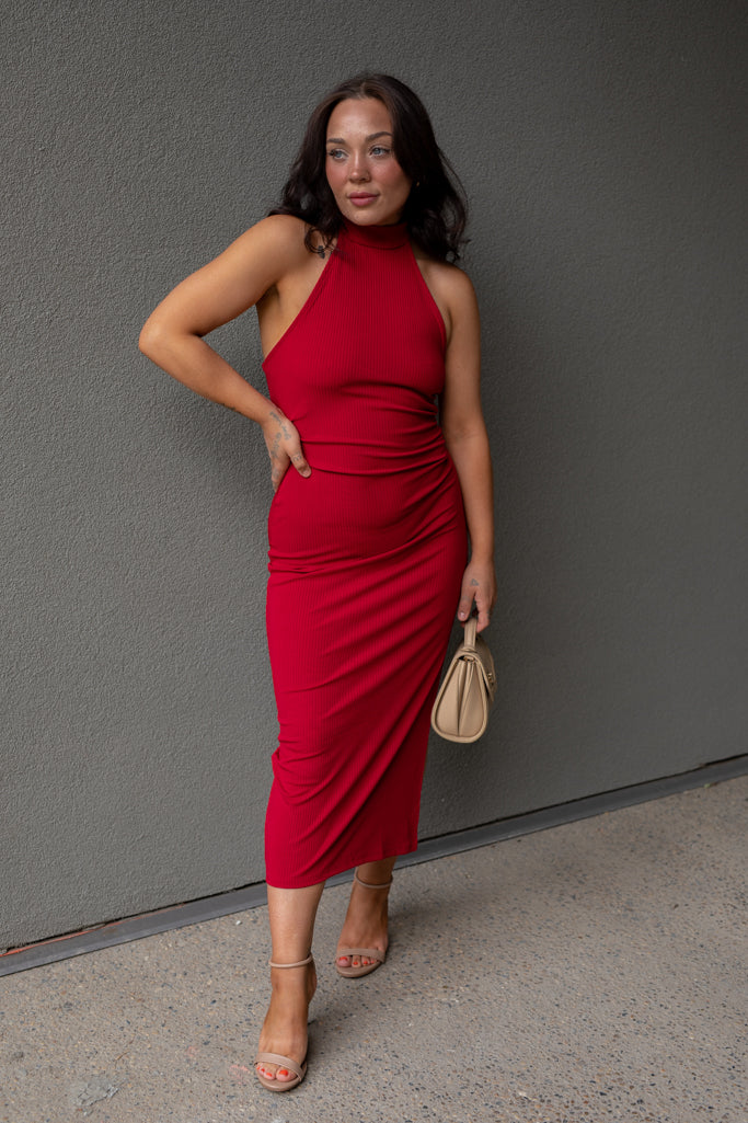 NEW CARMAN RIBBED BODYCON (RED)