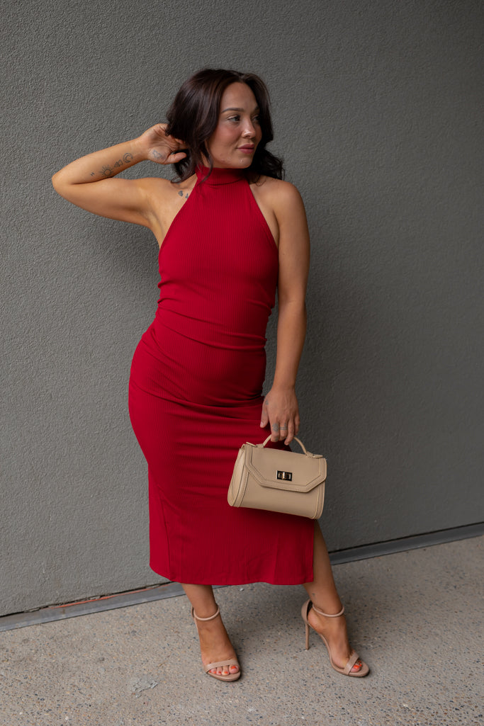 NEW CARMAN RIBBED BODYCON (RED)