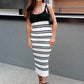 NEW GABRIELLA STRIPED KNIT MIDI DRESS