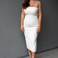 NEW SOFIA STRAPLESS FAUX LEATHER MAXI DRESS (CREAM)