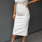 NEW SOFIA STRAPLESS FAUX LEATHER MAXI DRESS (CREAM)