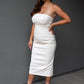 NEW SOFIA STRAPLESS FAUX LEATHER MAXI DRESS (CREAM)