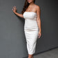 NEW SOFIA STRAPLESS FAUX LEATHER MAXI DRESS (CREAM)