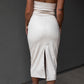 NEW SOFIA STRAPLESS FAUX LEATHER MAXI DRESS (CREAM)