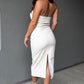 NEW SOFIA STRAPLESS FAUX LEATHER MAXI DRESS (CREAM)