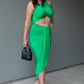 NEW VENETIAN TWIST MIDI DRESS (KELLY GREEN)