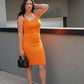 NEW CARA RIBBED MIDI DRESS (ORANGE)