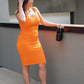 NEW CARA RIBBED MIDI DRESS (ORANGE)