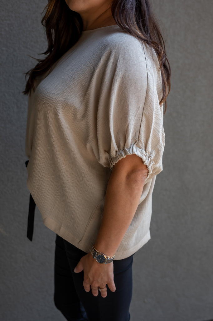 NEW SERINA LINEN TOP (OATMEAL