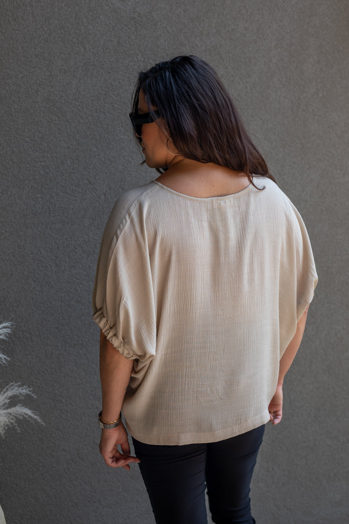 NEW SERINA LINEN TOP (OATMEAL