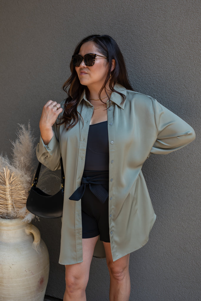 NEW AURILLIA SATIN BLOUSE (LIGHT OLIVE)