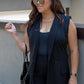 NEW ARIA SLEEVELESS BLAZER VEST (BLACK)