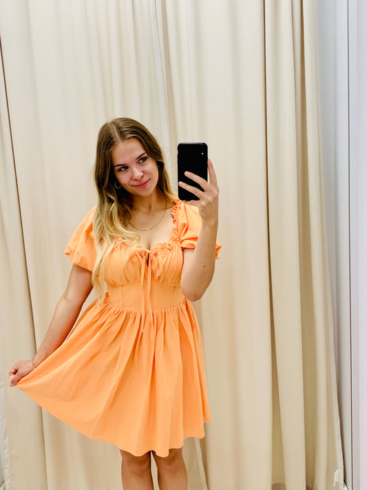 NEW POPPY MINI BABYDOLL CORSET DRESS (APRICOT)