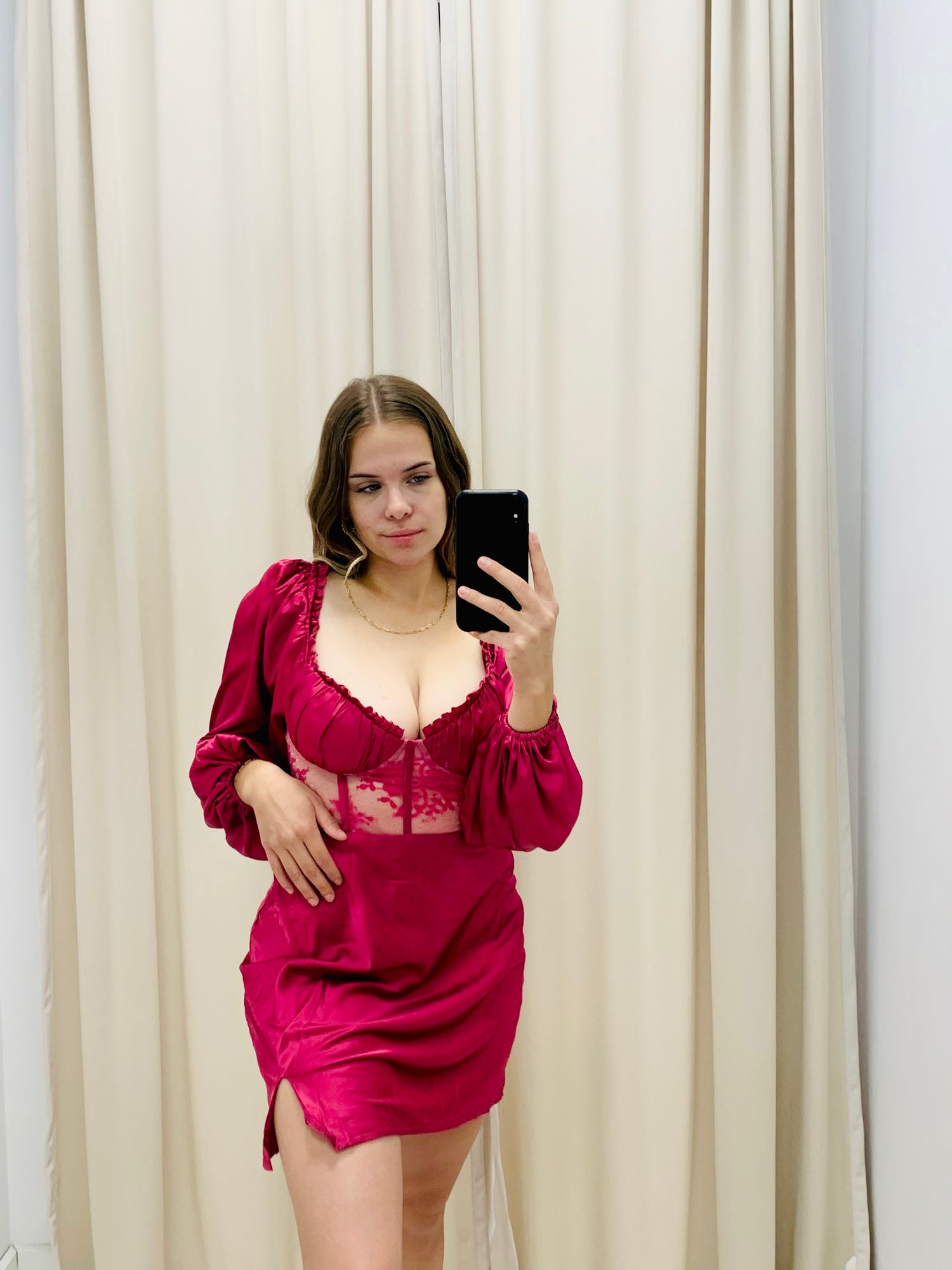 NEW HALEY METALLIC PUFF SLEEVE MINI DRESS (PLUM)