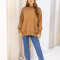 NEW WILLOW SIDE SLIT OVERSIZED CREW SWEATER (TAN) | RESTOCK