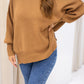 NEW WILLOW SIDE SLIT OVERSIZED CREW SWEATER (TAN) | RESTOCK