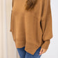 NEW WILLOW SIDE SLIT OVERSIZED CREW SWEATER (TAN) | RESTOCK