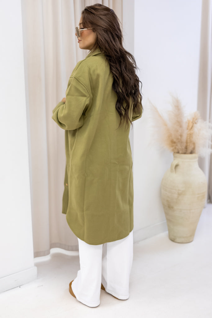 NEW EVELYN LONG SHACKET (OLIVE)