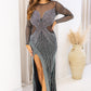 NEW BAILEY RHINESTONE MESH LONG SLEEVE MAXI DRESS