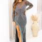 NEW BAILEY RHINESTONE MESH LONG SLEEVE MAXI DRESS