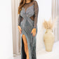 NEW BAILEY RHINESTONE MESH LONG SLEEVE MAXI DRESS