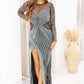 NEW BAILEY RHINESTONE MESH LONG SLEEVE MAXI DRESS