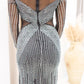 NEW BAILEY RHINESTONE MESH LONG SLEEVE MAXI DRESS