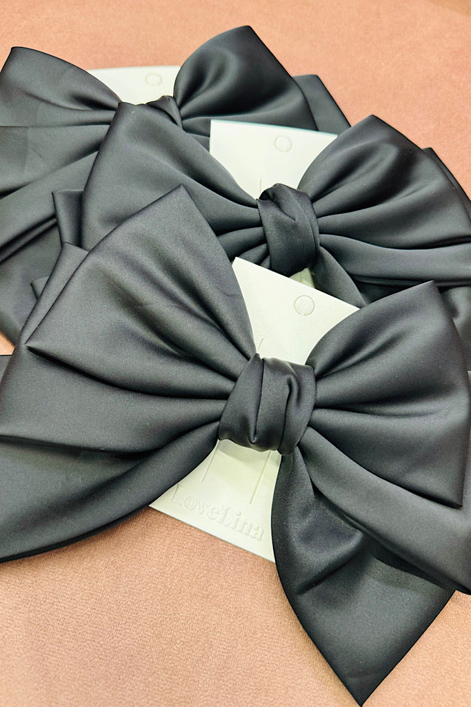 NEW SATIN HAIR BOW | BLACK