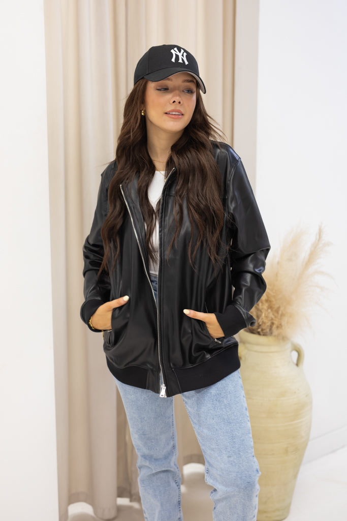 NEW SAGE FAUX LEATHER BOMBER | RESTOCK BEST SELLER