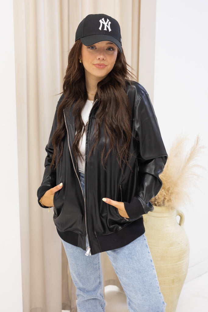 NEW SAGE FAUX LEATHER BOMBER | RESTOCK BEST SELLER