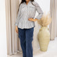 NEW OLIVIA PINSTRIPE BLOUSE (WHITE/GREY)