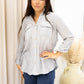 NEW OLIVIA PINSTRIPE BLOUSE (WHITE/GREY)