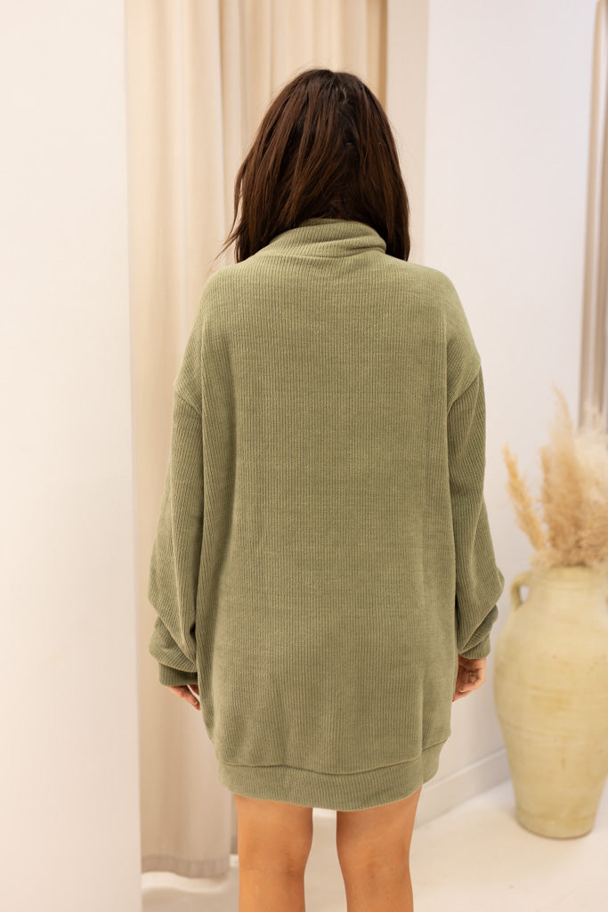 NEW AUDRINA MINI SWEATER DRESS (OLIVE)