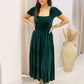 NEW XANDRA VELVET MIDI DRESS (HUNTER)