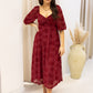 NEW BRANDI VELVET MIDI DRESS (BURGUNDY)