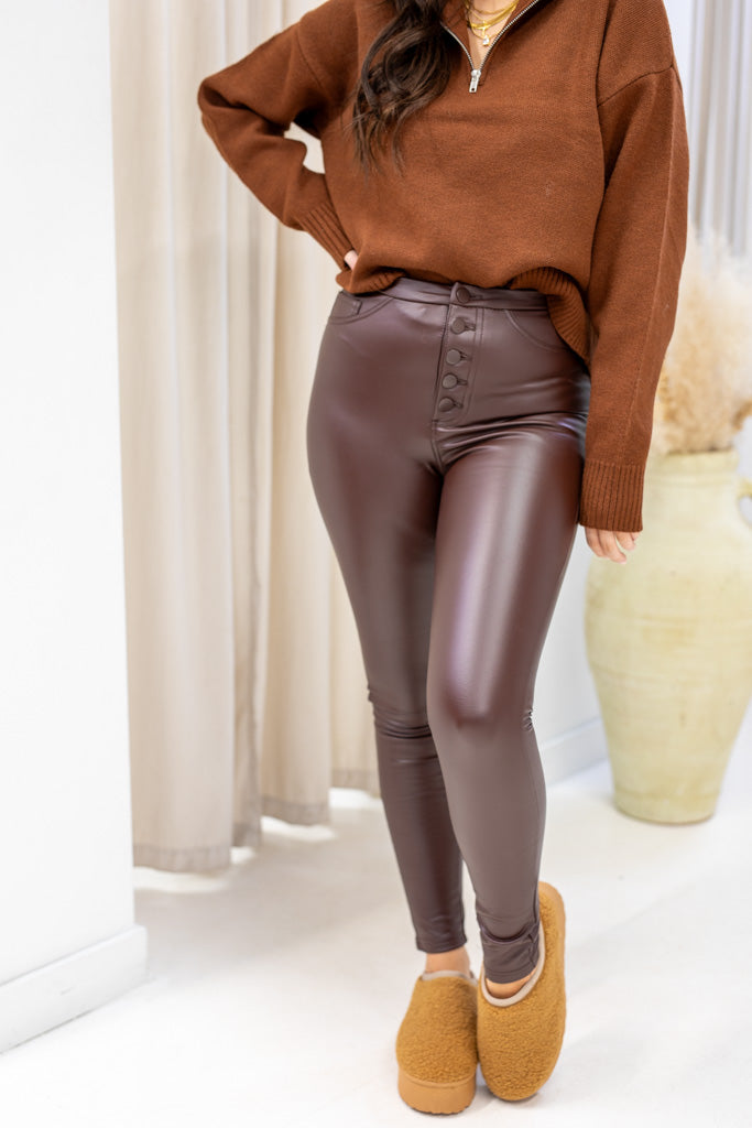 NEW ZOE | FLEECE |SUPER STRETCH LEGGINGS (BROWN) | BEST SELLER