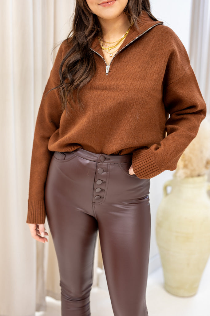 NEW ZOE | FLEECE |SUPER STRETCH LEGGINGS (BROWN) | BEST SELLER