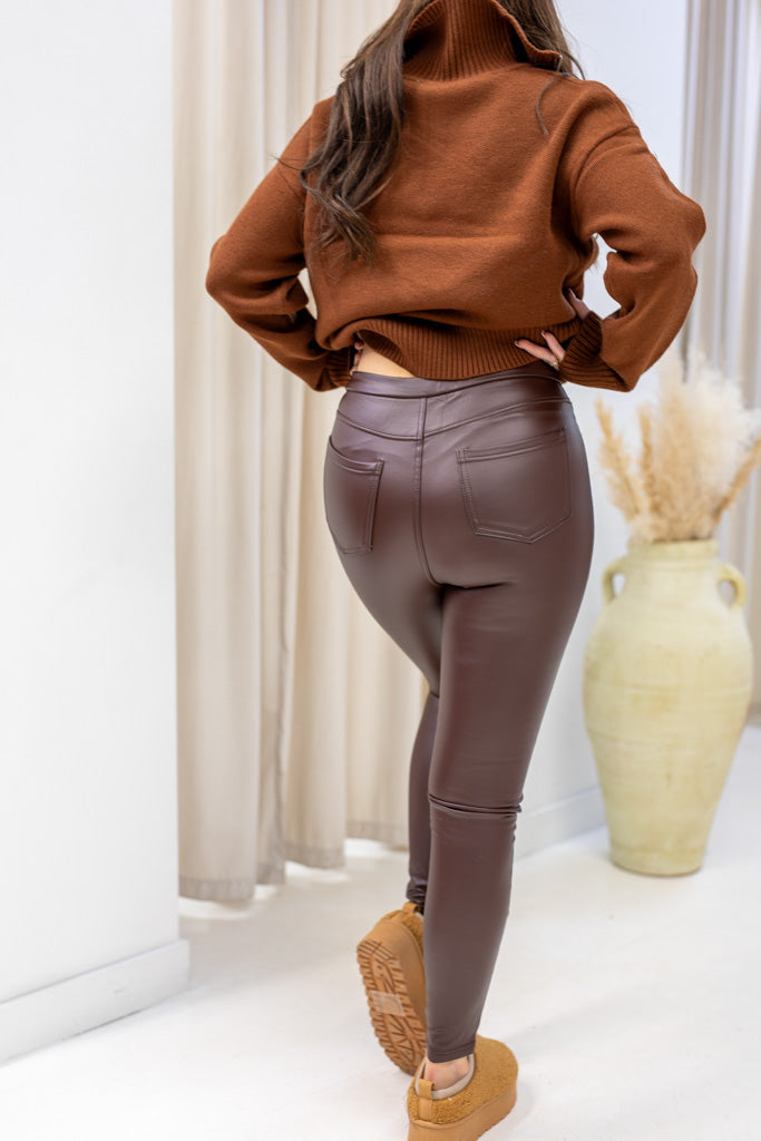 NEW ZOE | FLEECE |SUPER STRETCH LEGGINGS (BROWN) | BEST SELLER