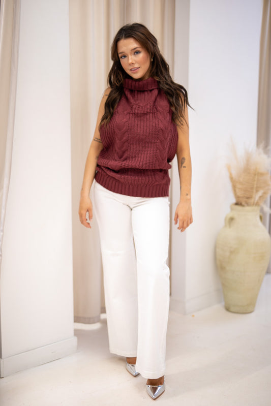 NEW MARGOT CABLE KNIT TOP (BURGUNDY)