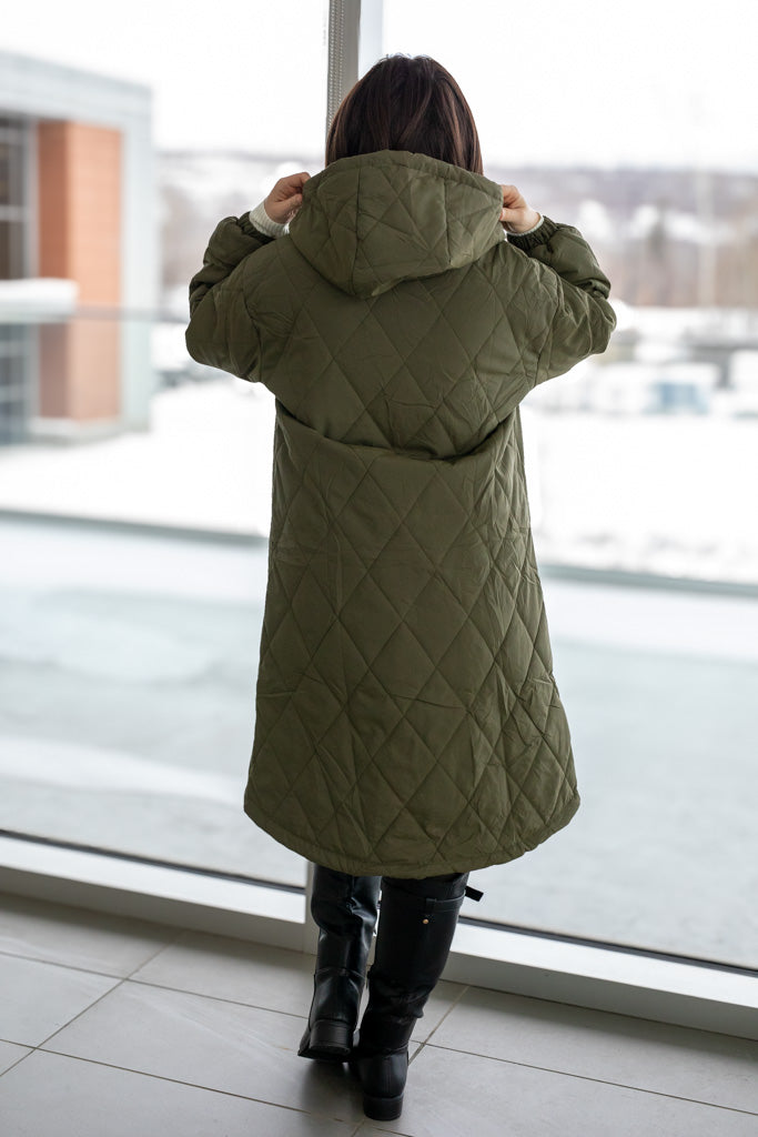 NEW FARRAH QUILTED COAT (OLIVE GREEN)