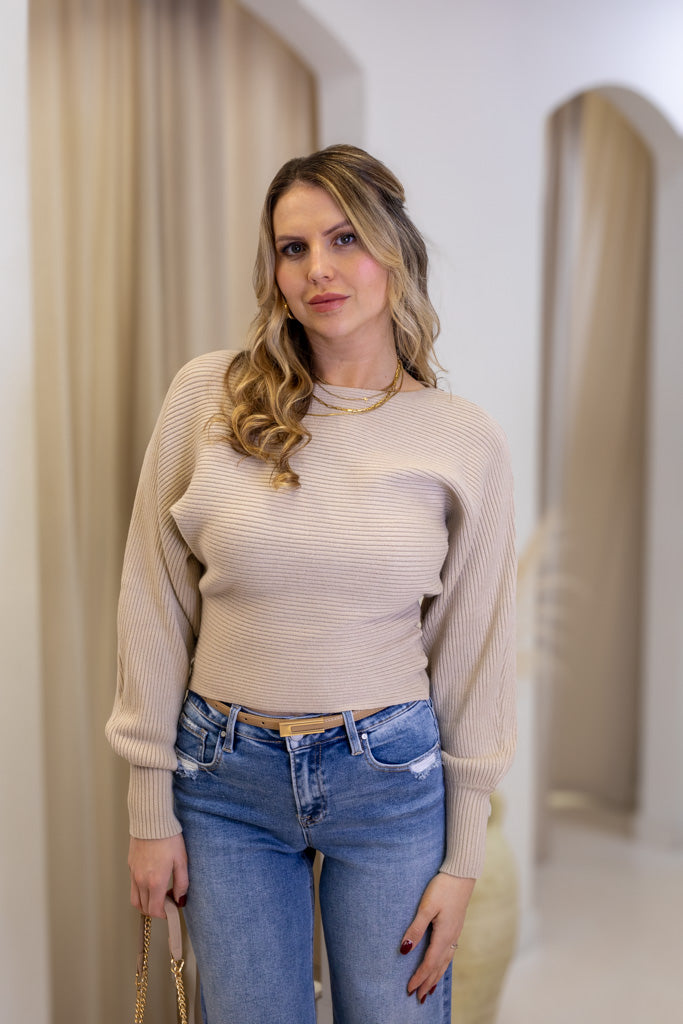 NEW ELEANORA BOATNECK SWEATER (TAUPE)