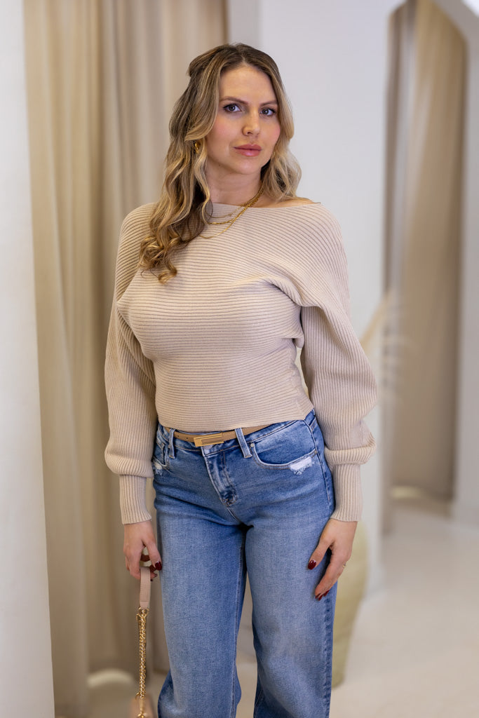 NEW ELEANORA BOATNECK SWEATER (TAUPE)