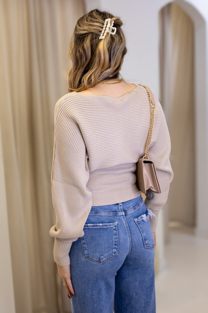 NEW ELEANORA BOATNECK SWEATER (TAUPE)