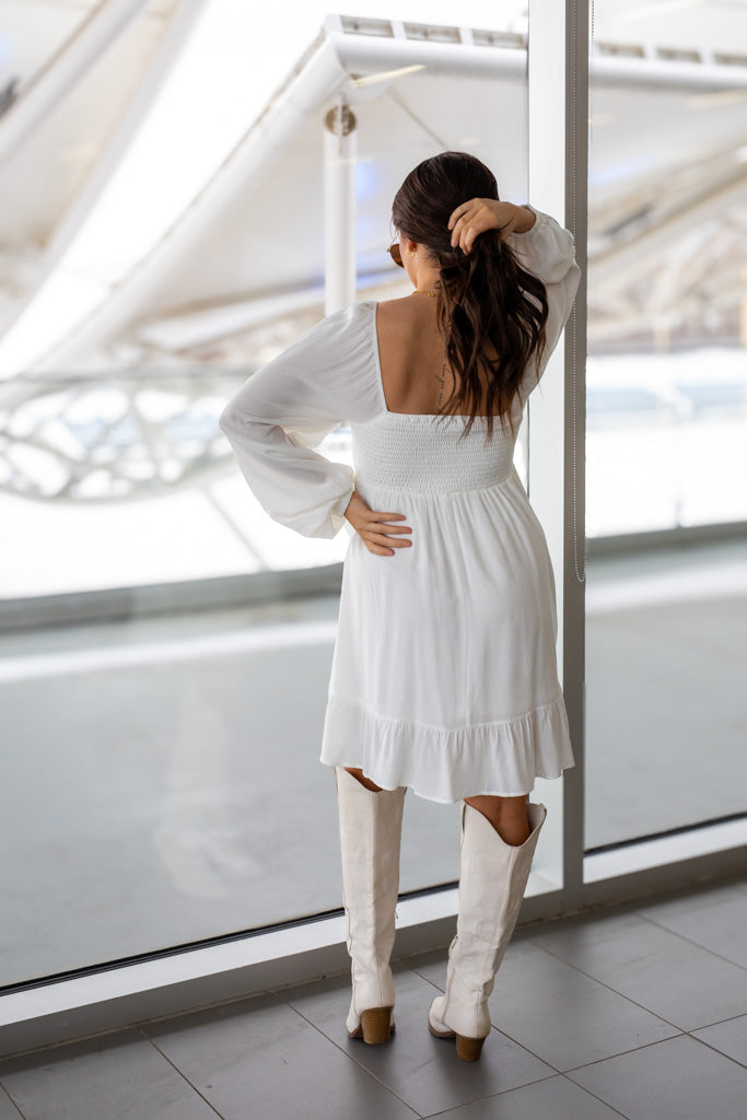 NEW TAYA BABYDOLL MINI DRESS (WHITE) | BEST SELLER