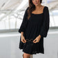 NEW TAYA BABYDOLL MINI DRESS (BLACK) | BEST SELLER