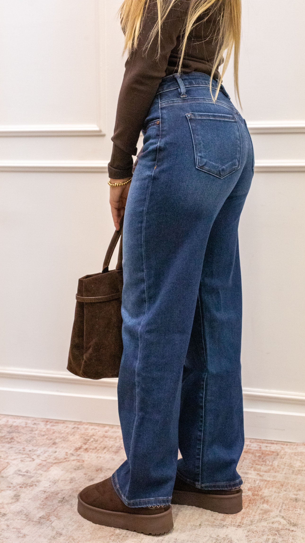 TONI WIDE LEG BAGGY DARK WASH JEAN (RISEN)