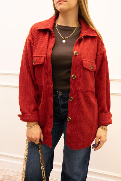 ROSIE RIBBED SHACKET | RED (BEST SELLER)