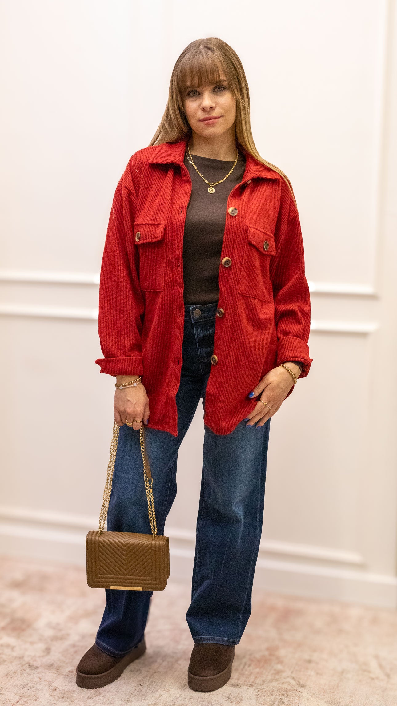 ROSIE RIBBED SHACKET | RED (BEST SELLER)