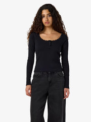 MAYA  LACE HENLEY TOP (BLACK)